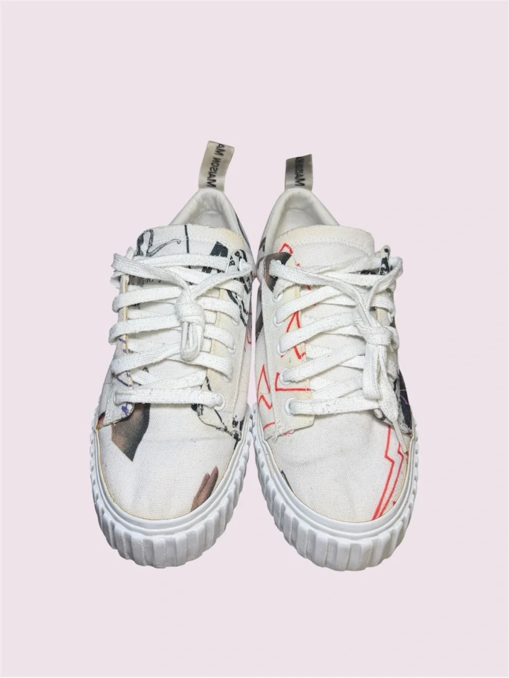 MM6 MAISONMARGIELASCREEN-PRINTED CANVAS FLATFORM SNEAKERS -Size 40EU